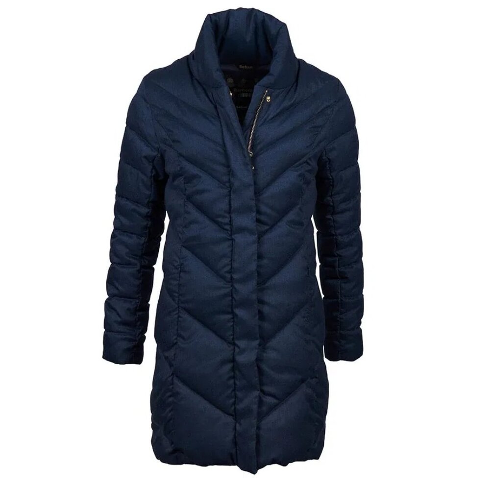 Barbour Barmack Quilted Jacket in Navy Herringbone